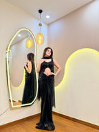 E706 DRAPE SKIRT TOP SET