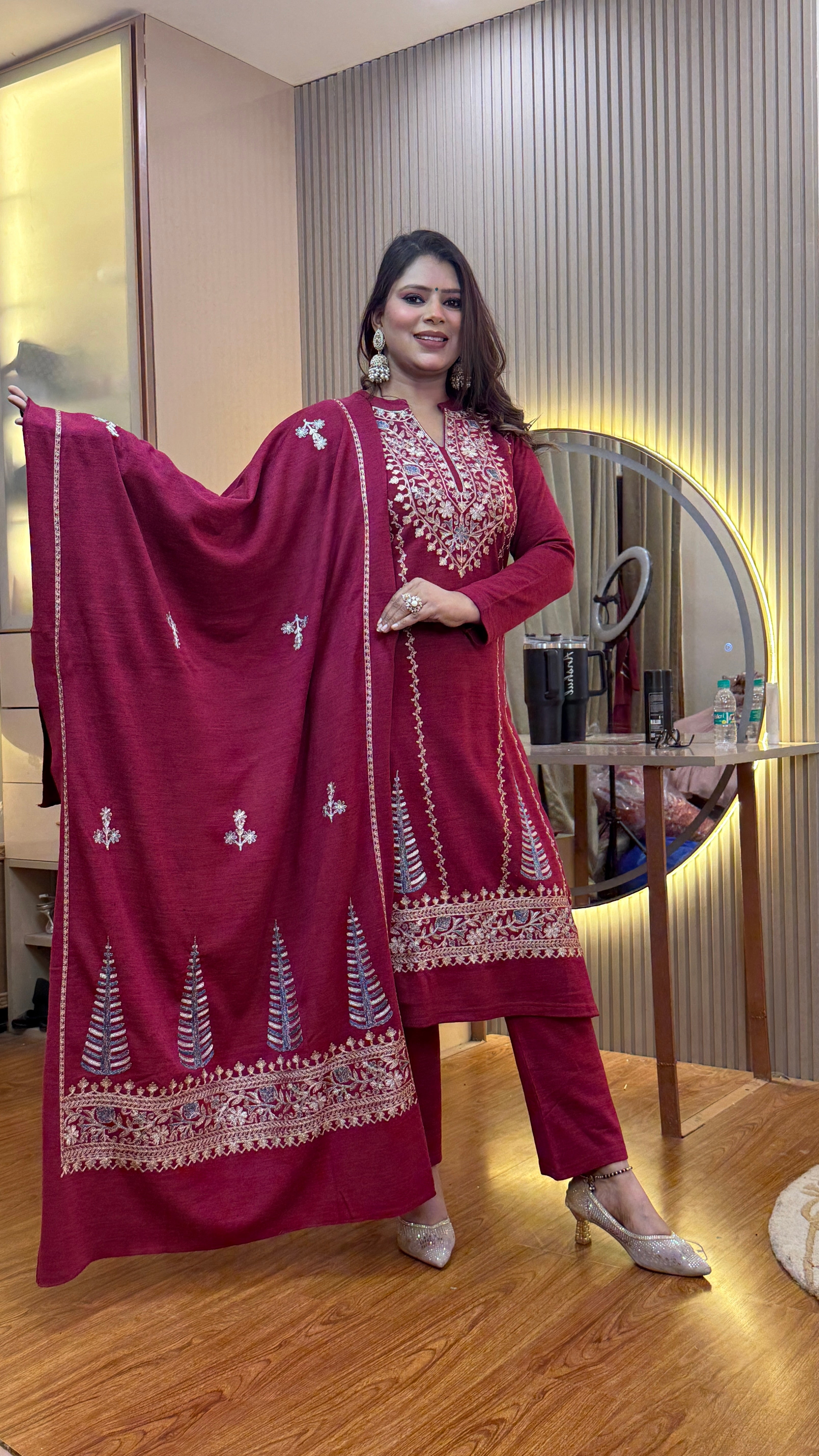 Aw566 HAFSA  WOOLEN 3pc SET