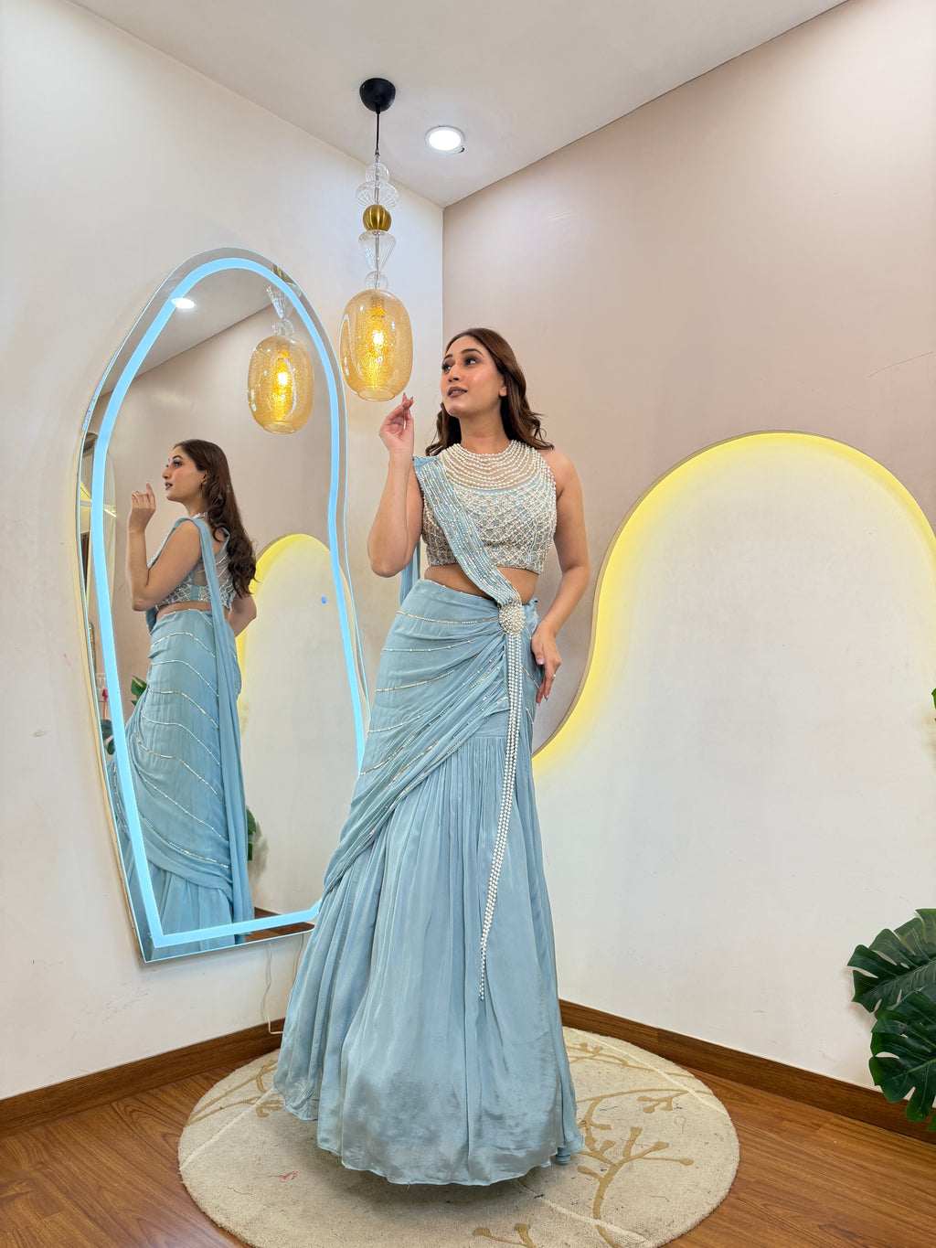 D160  CROP TOP SKIRT ATTACHED DUPATTA