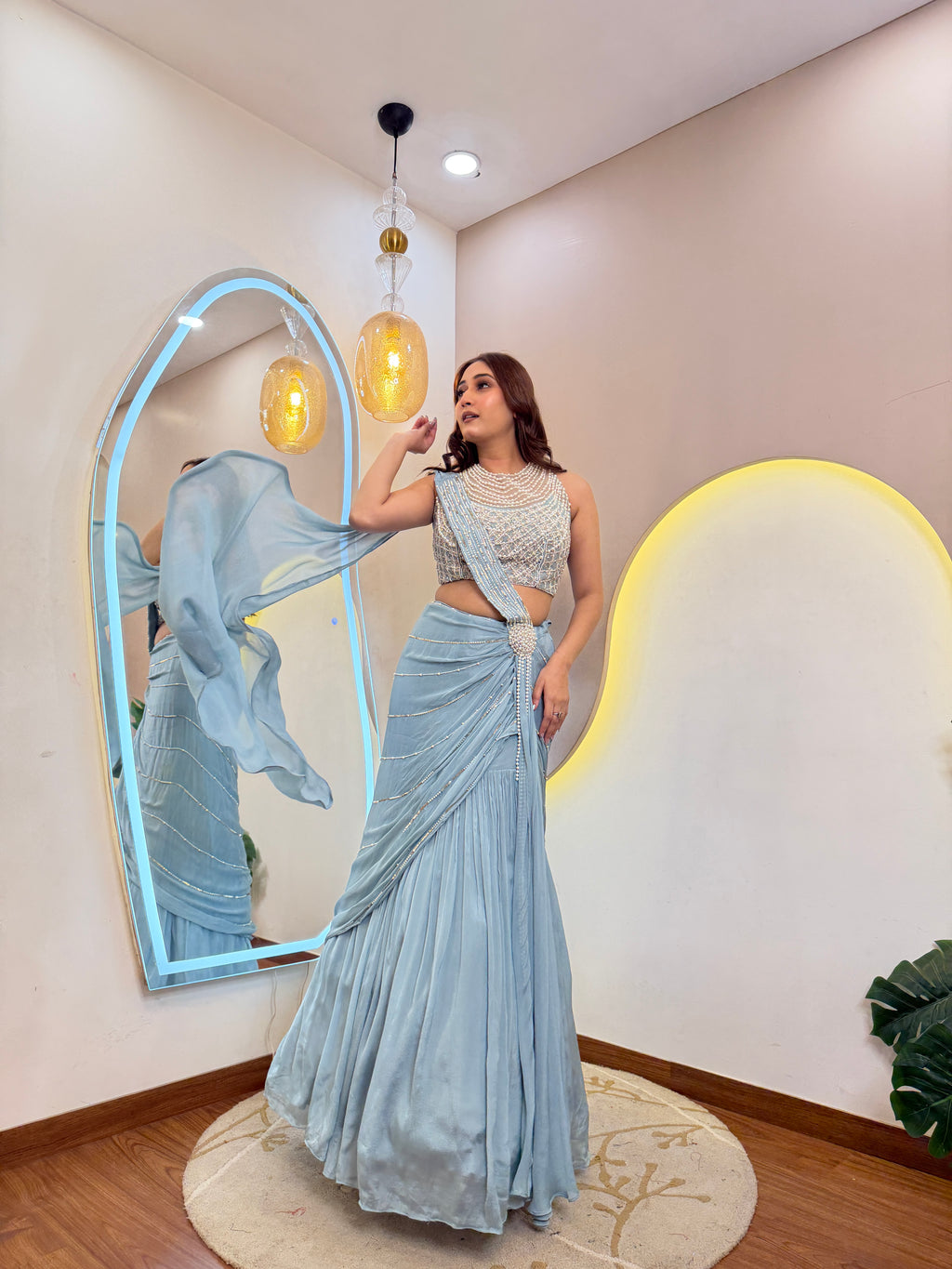 D160  CROP TOP SKIRT ATTACHED DUPATTA
