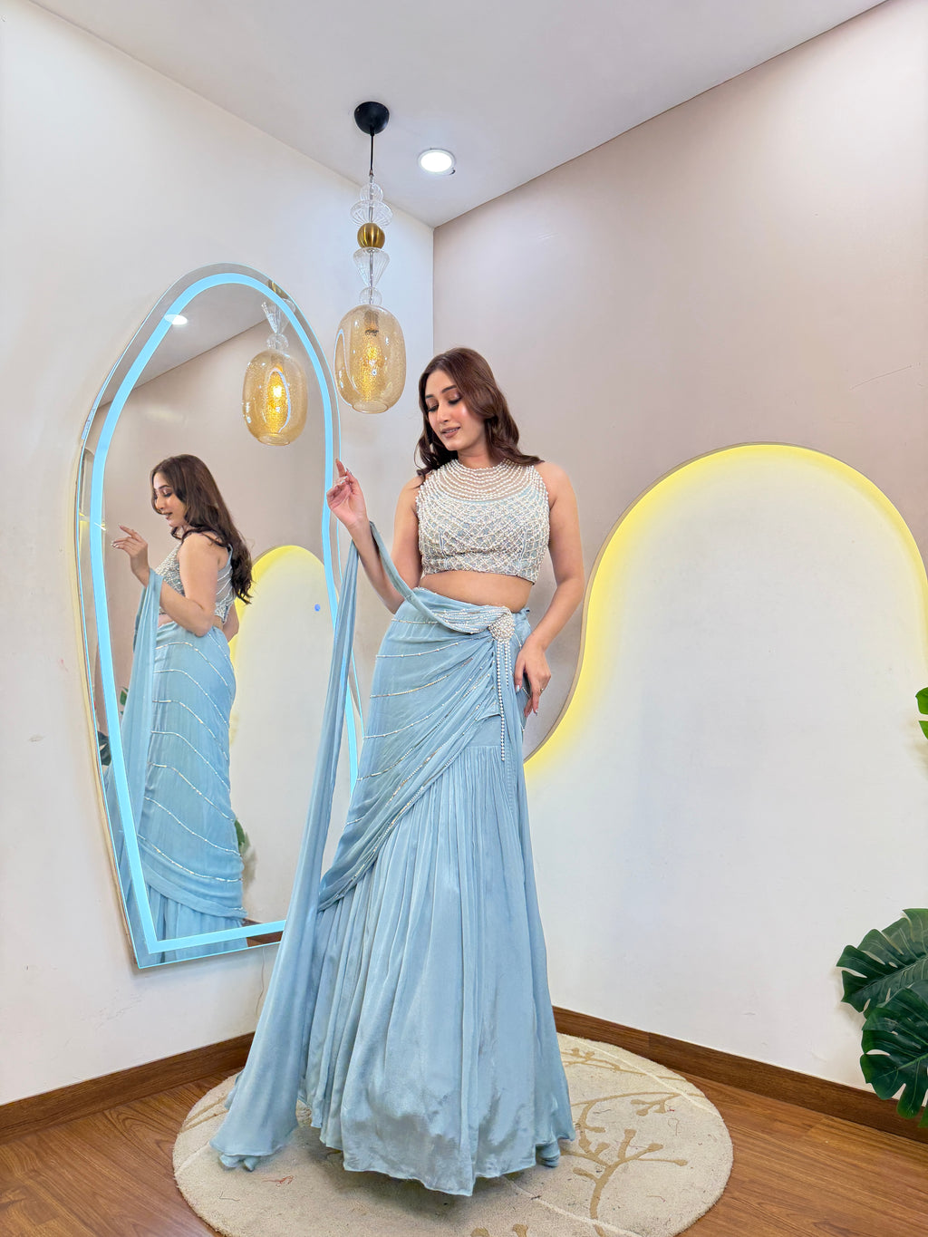 D160  CROP TOP SKIRT ATTACHED DUPATTA