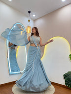 D160  CROP TOP SKIRT ATTACHED DUPATTA