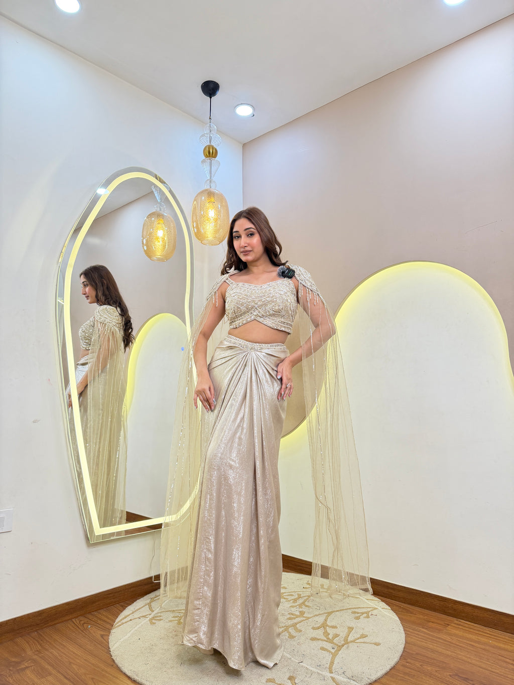 D681  DHOTI  STYLE  CORSET 3 PC