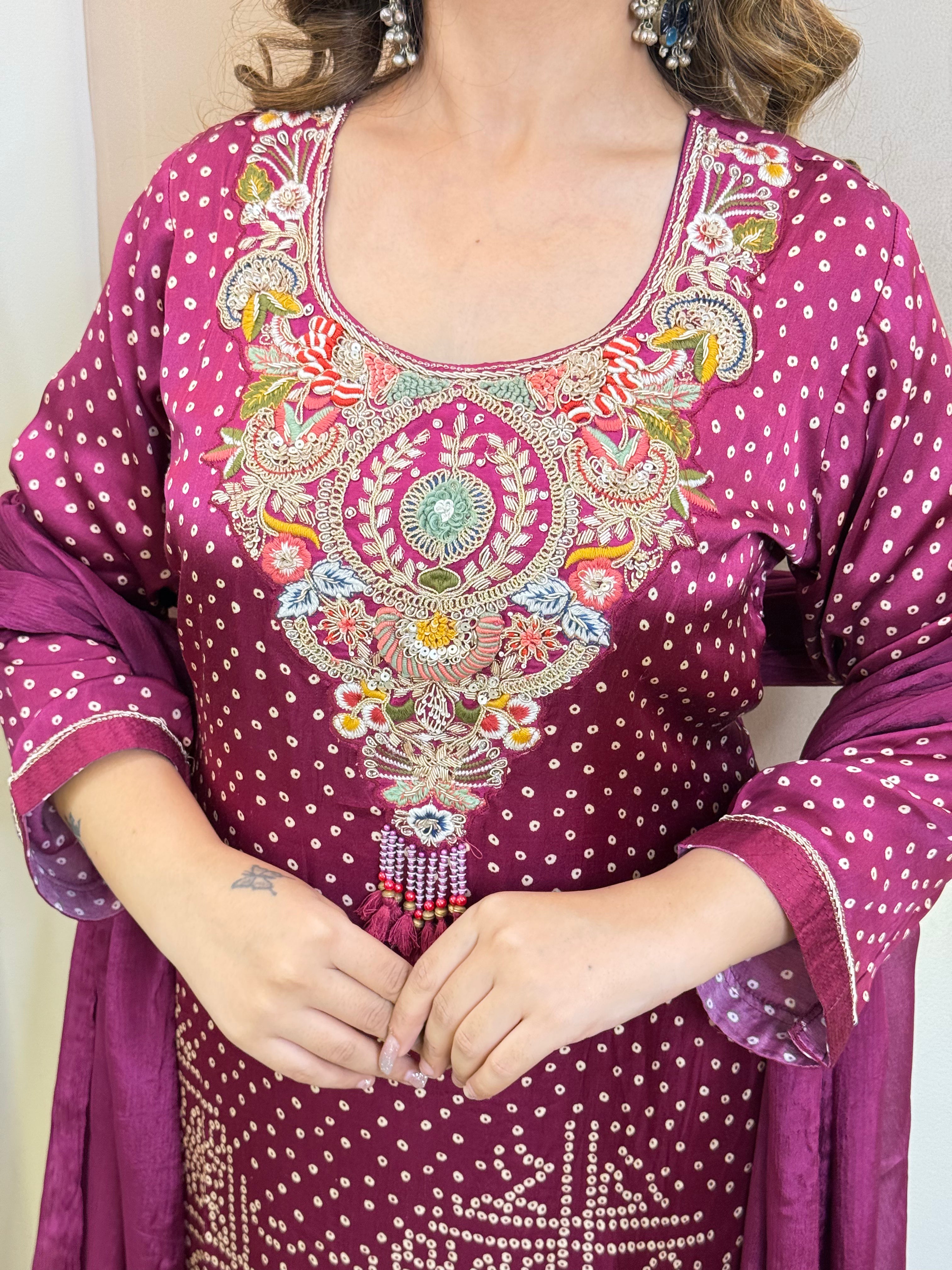 "AZZAH" BANDHNI SUIT