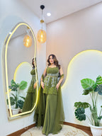 "MEHNDI GREEN  COLOUR OUTFIT" SHARARA SUIT