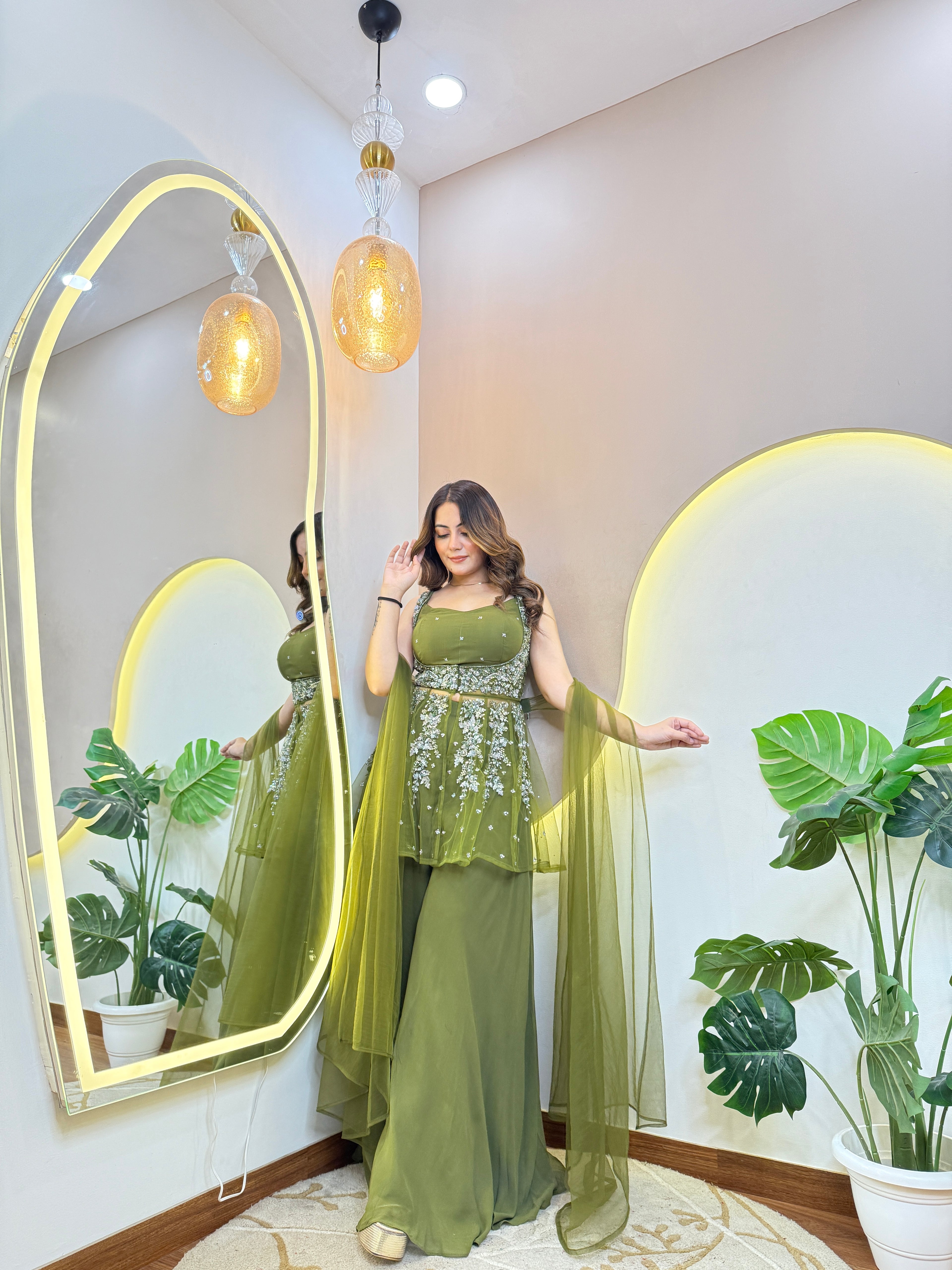 "MEHNDI GREEN  COLOUR OUTFIT" SHARARA SUIT