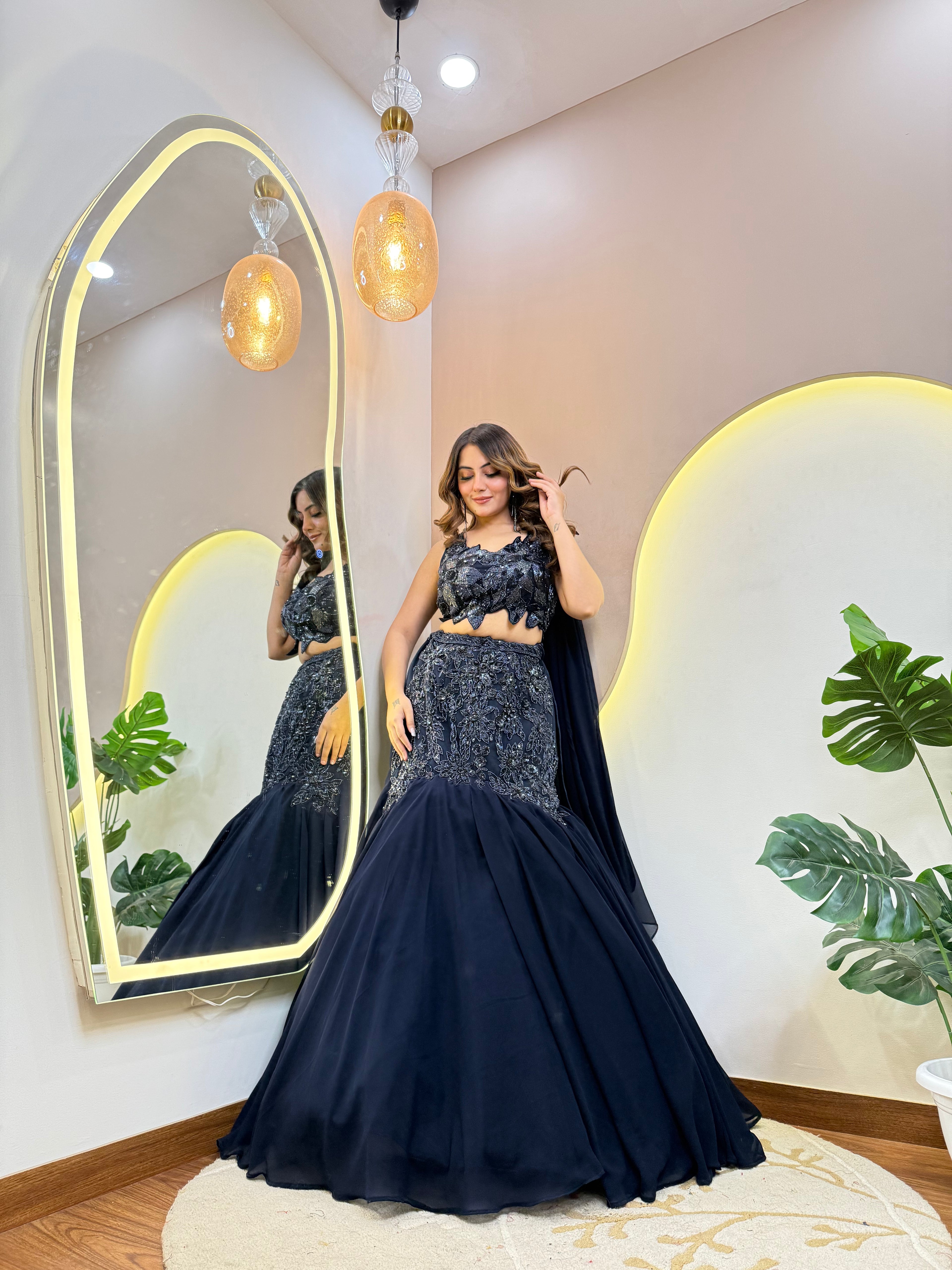 "MERMAID STYLE " CROP TOP SKIRT