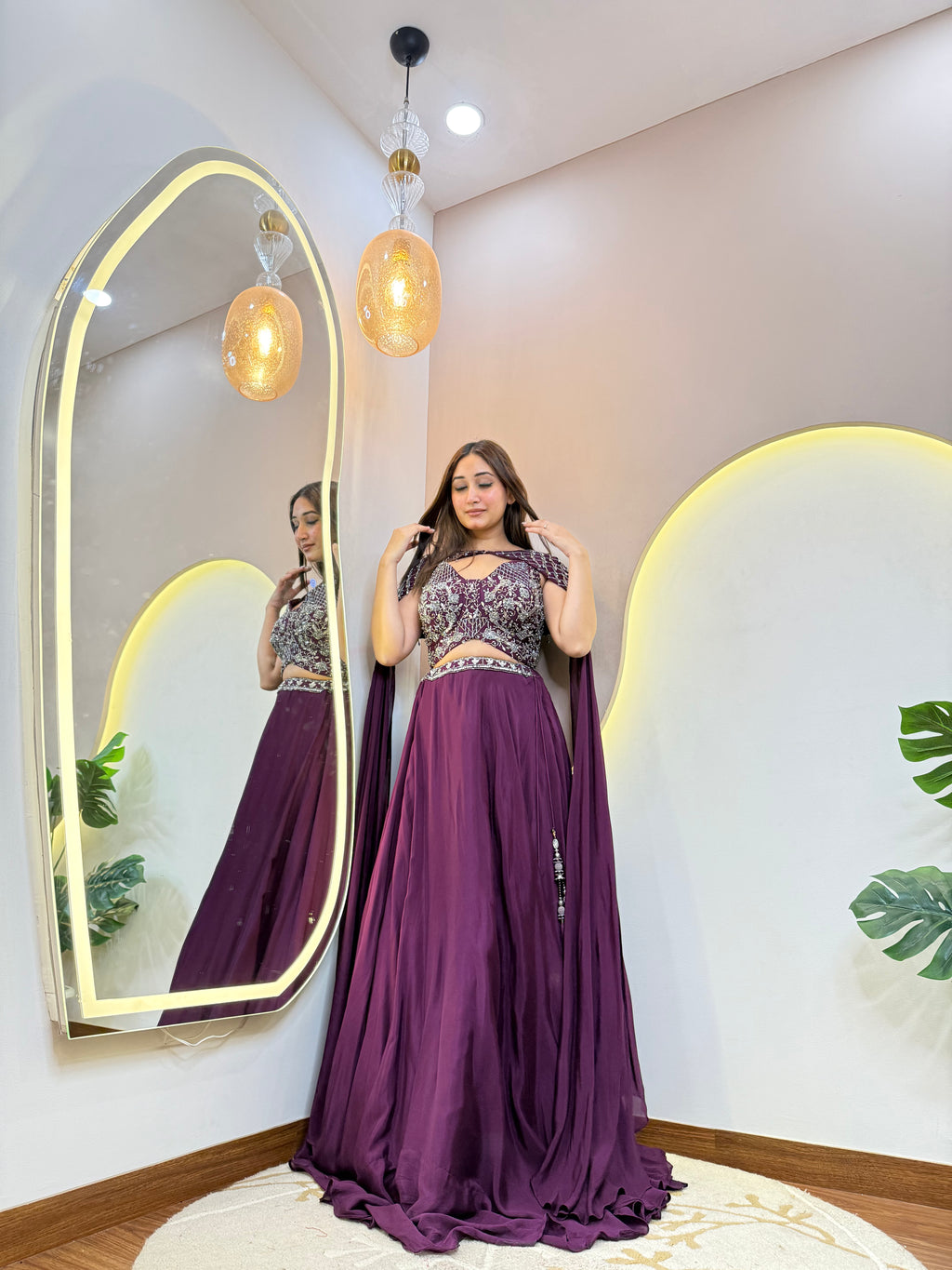 "CAPE STYLE DUPTTA CROP TOP  SKIRT