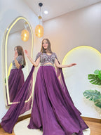 "CAPE STYLE DUPTTA CROP TOP  SKIRT