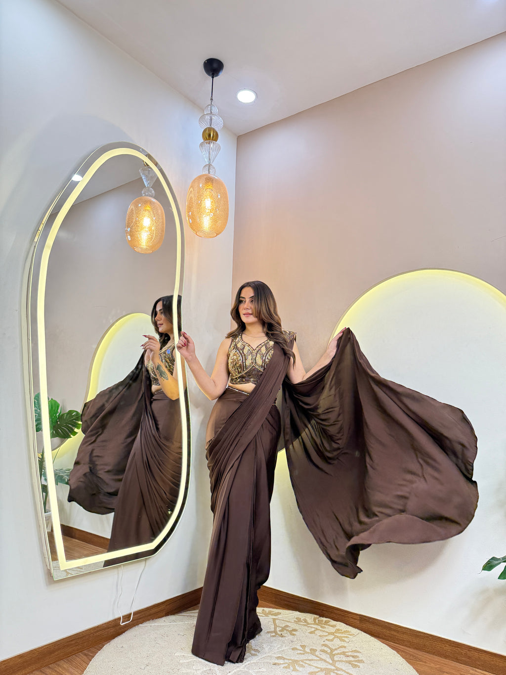 C940 INDO WESTERN DRAPE SAREE