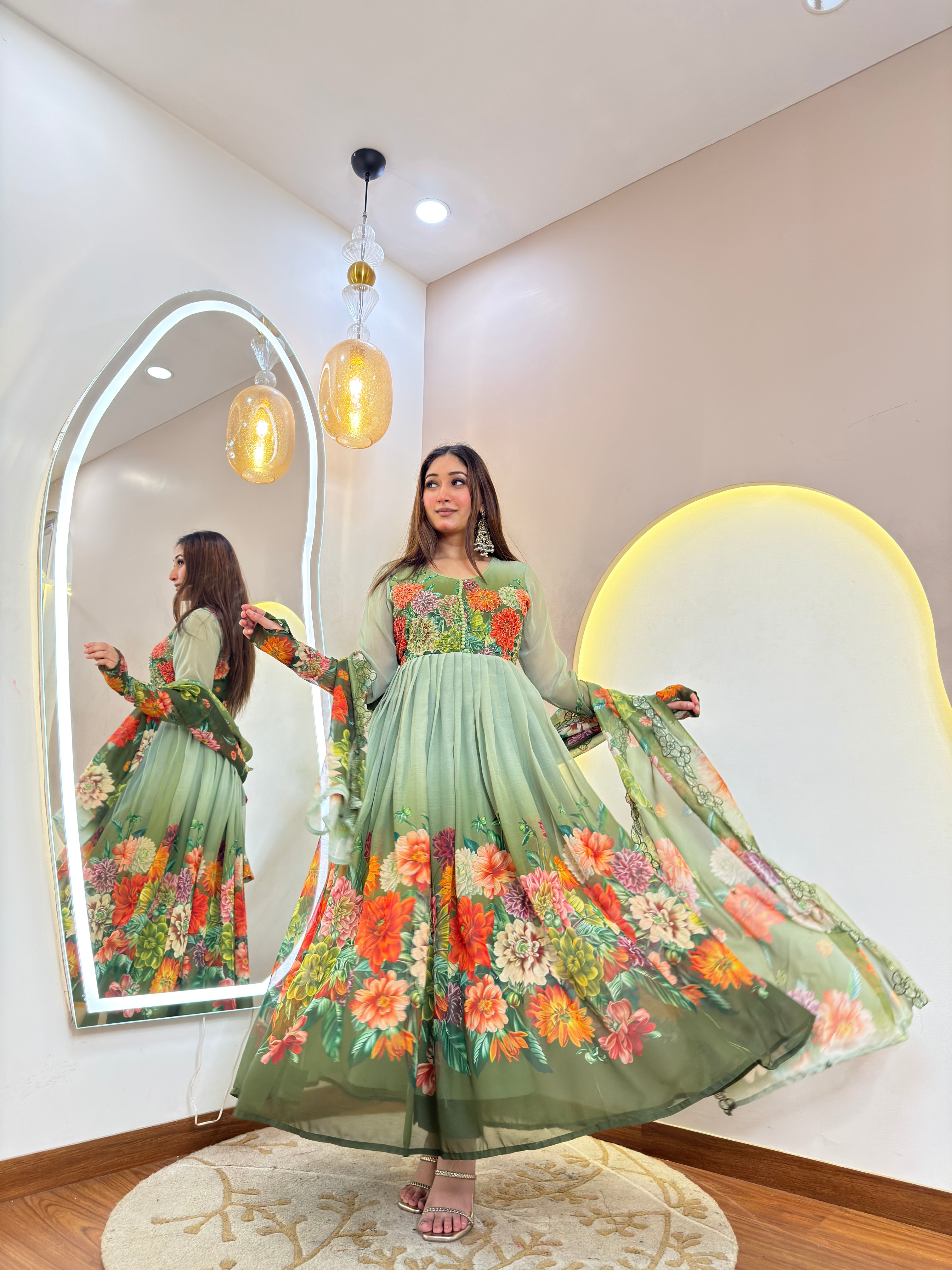 D541  ANARKALI PANT SUIT OUTFIT  GOWN
