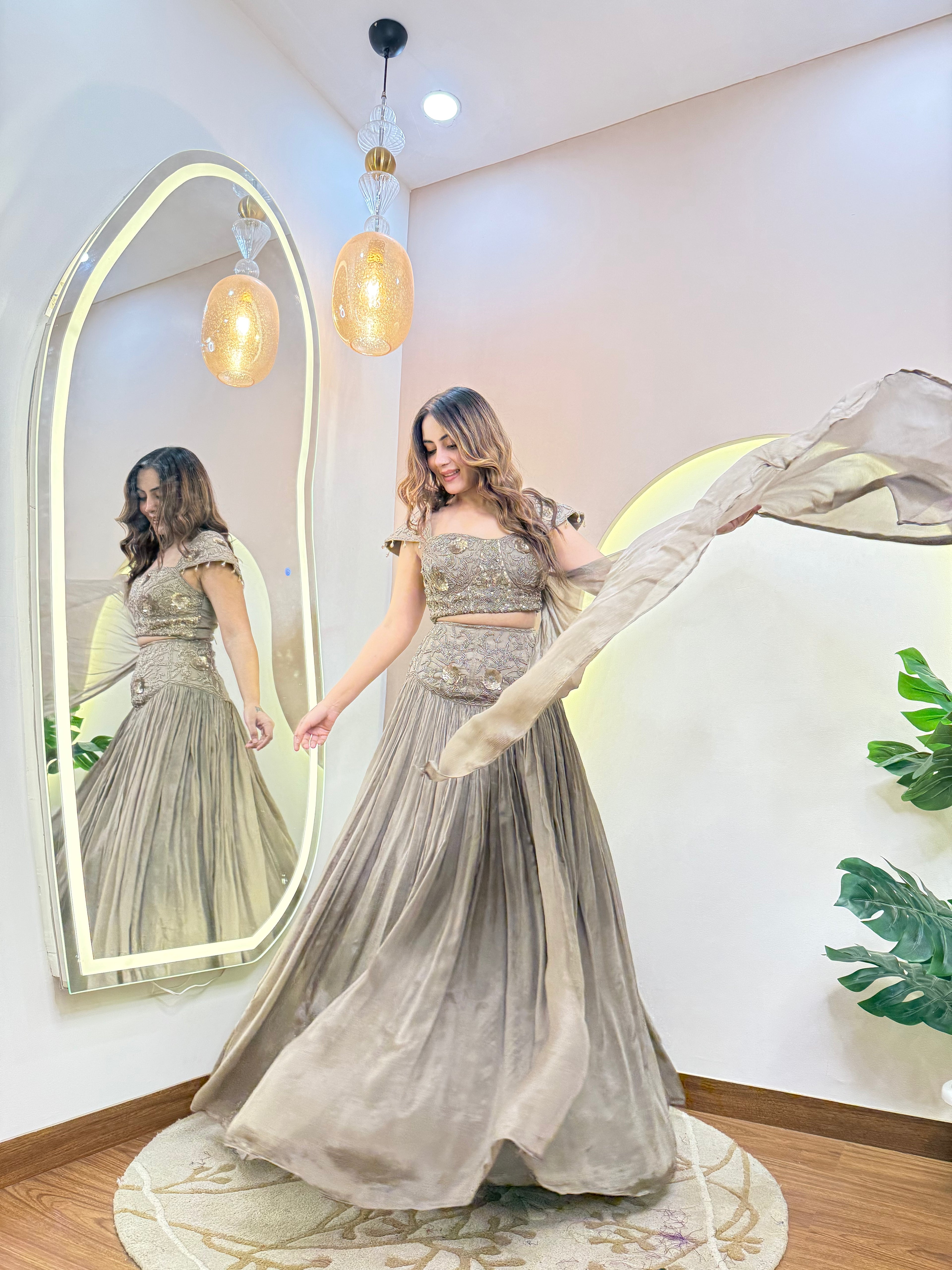 "SHINE"   CROP TOP SKIRT