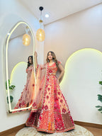 C616 SHELL WORK  MULTI COLOUR LEHNGA CHOLI