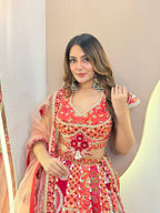 C616 SHELL WORK  MULTI COLOUR LEHNGA CHOLI