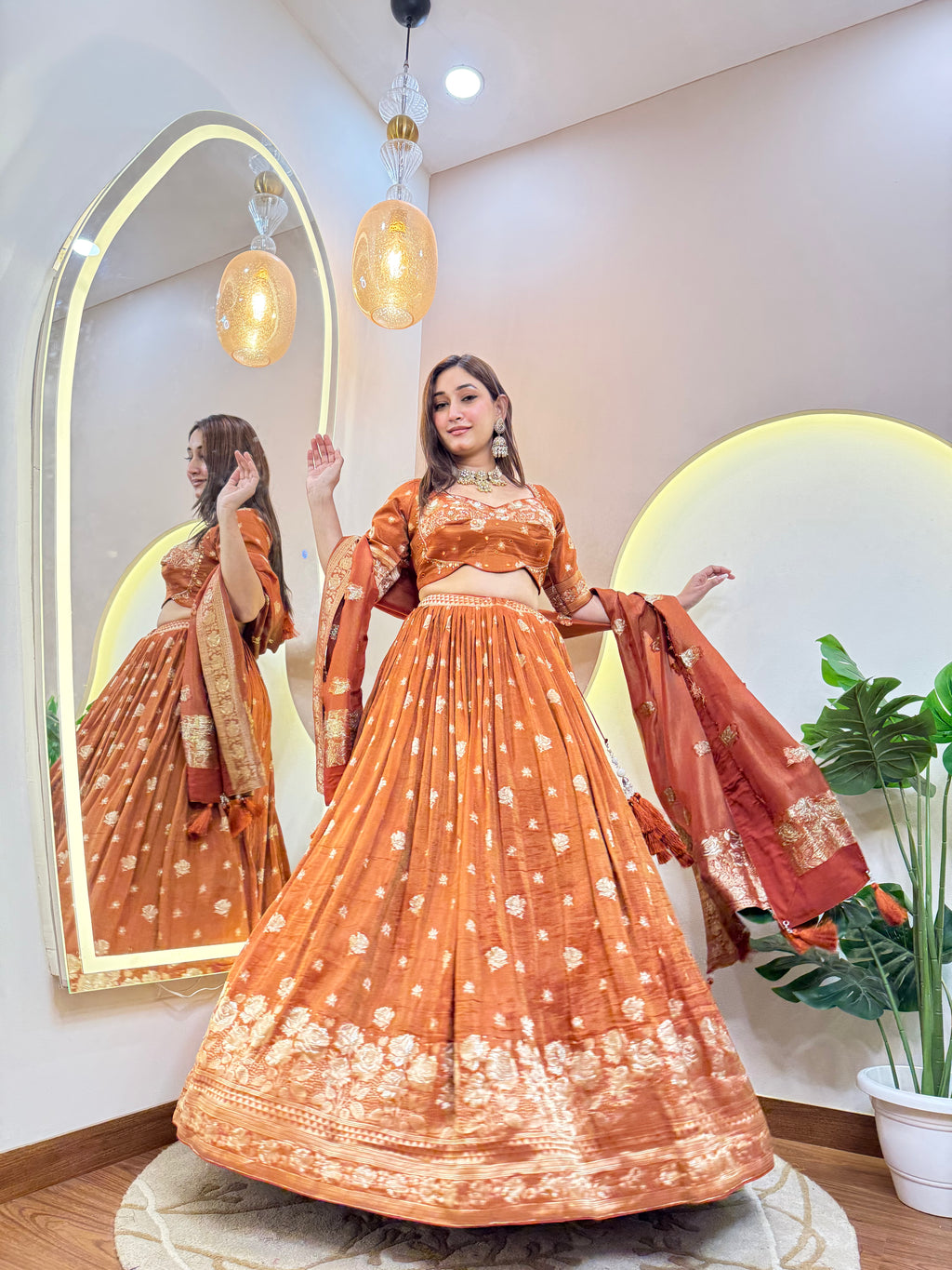 C452 BANARASI OUTFIT CROP TOP SKIRT