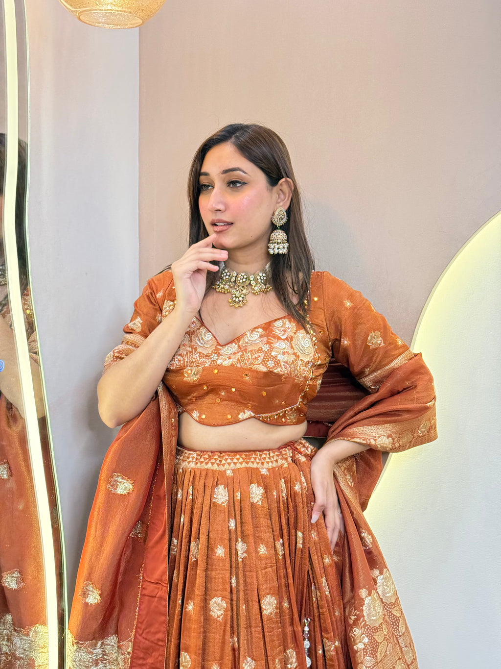 C452 BANARASI OUTFIT CROP TOP SKIRT