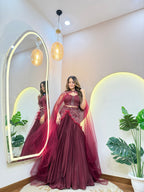 "CAPE STYLE DUPTTA CROP TOP  SKIRT