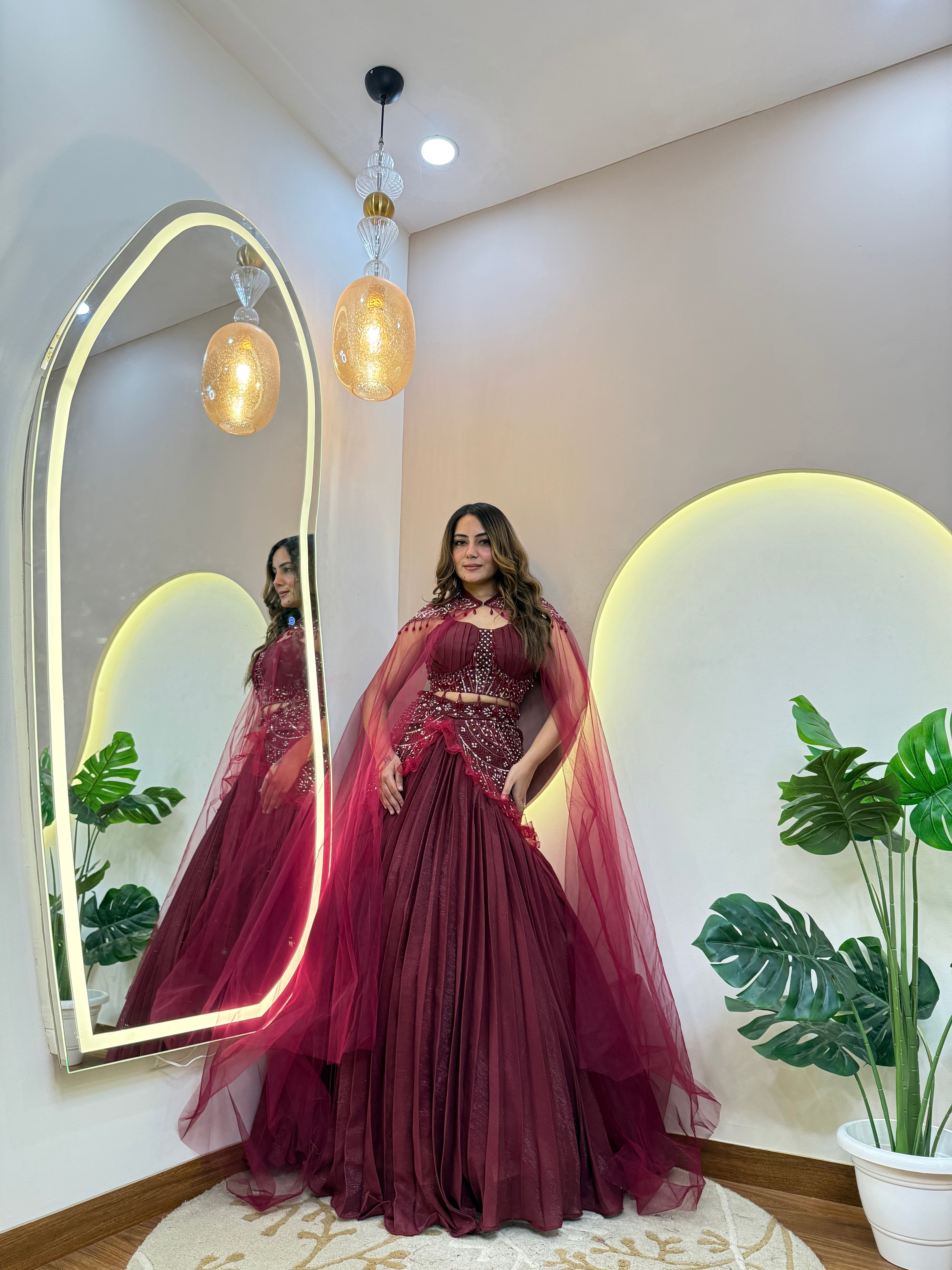 "CAPE STYLE DUPTTA CROP TOP  SKIRT