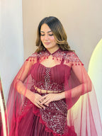 "CAPE STYLE DUPTTA CROP TOP  SKIRT