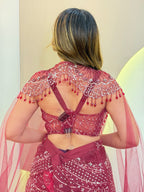 "CAPE STYLE DUPTTA CROP TOP  SKIRT