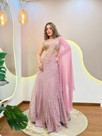 3 pc Lehenga Set Rose Gold Colour