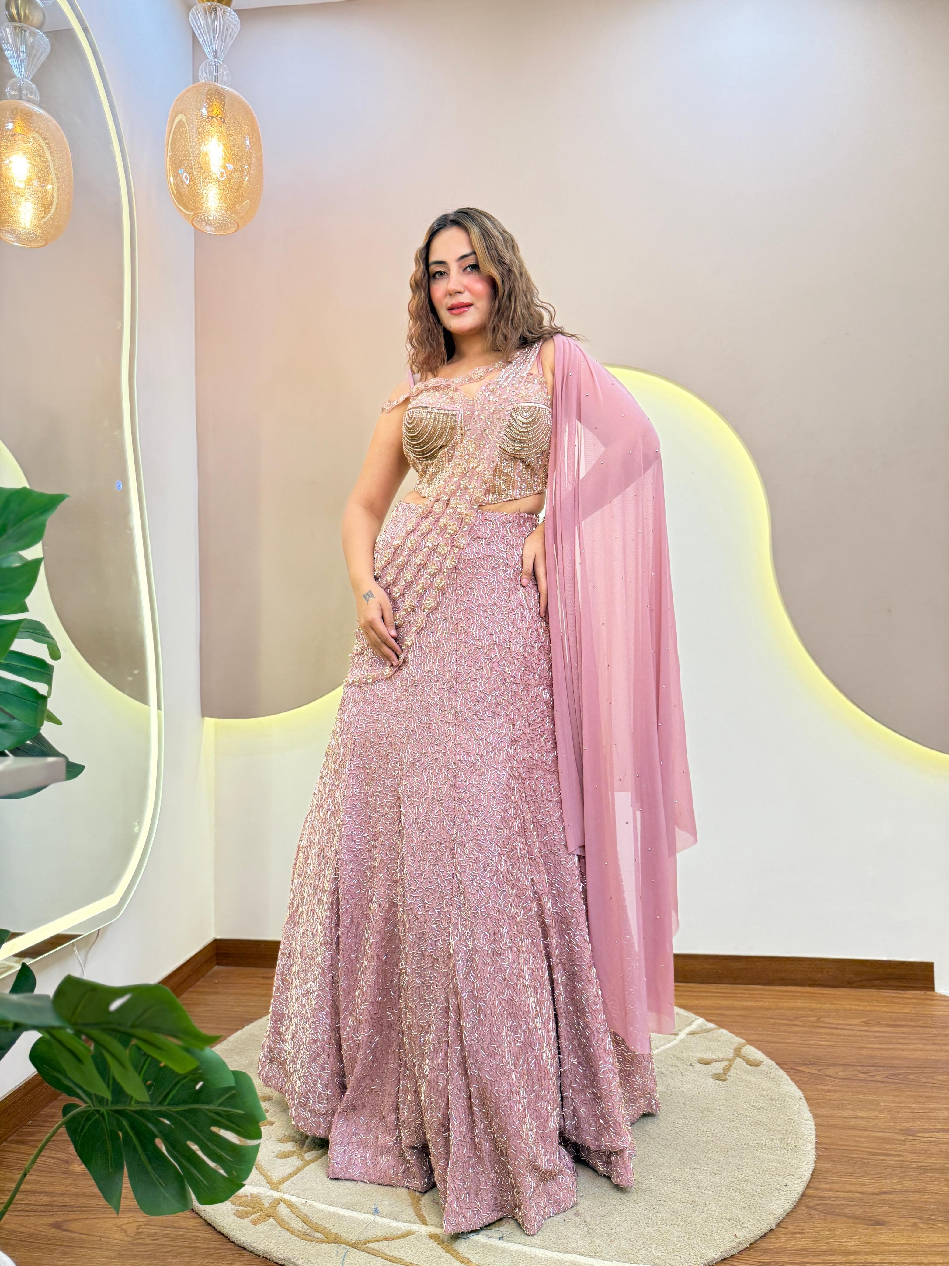 3 pc Lehenga Set Rose Gold Colour