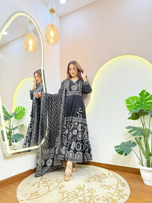 3 pc Set Anarkali Suit Black